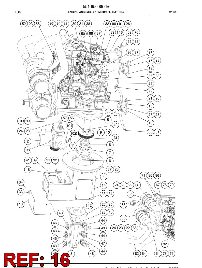 55165154 551 651 54 Plate, Mounting - Sandvik Technical Drawing