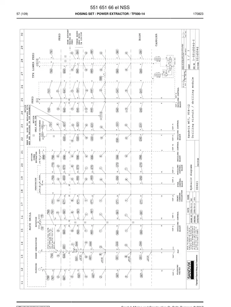 55165166e 551 651 66e Hosing Set - Sandvik Technical Drawing