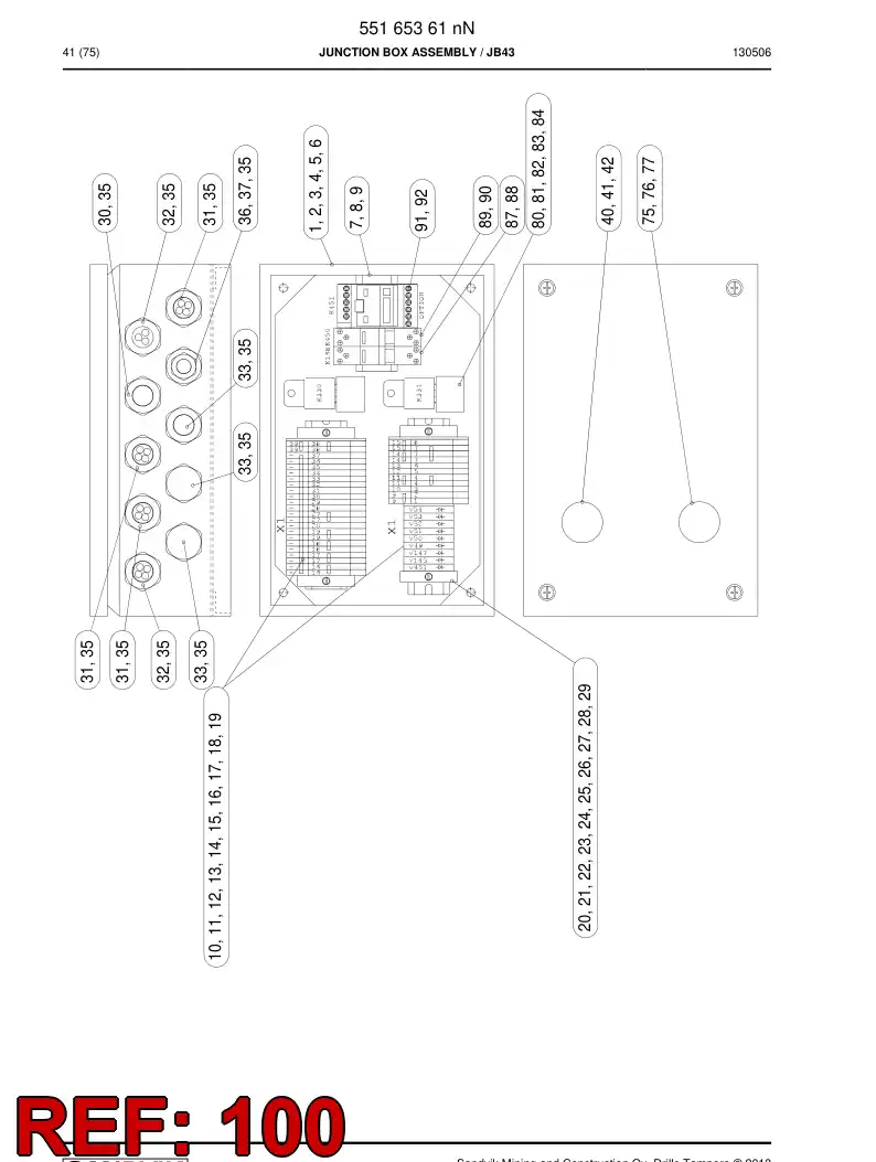 55165255n 551 652 55n Electrical Assembly - Sandvik Technical Drawing