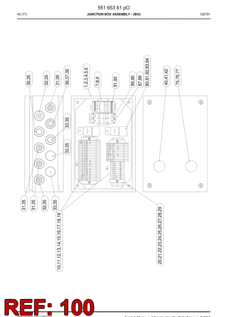 55165255o 551 652 55o Electrical Assembly - Sandvik Technical Drawing