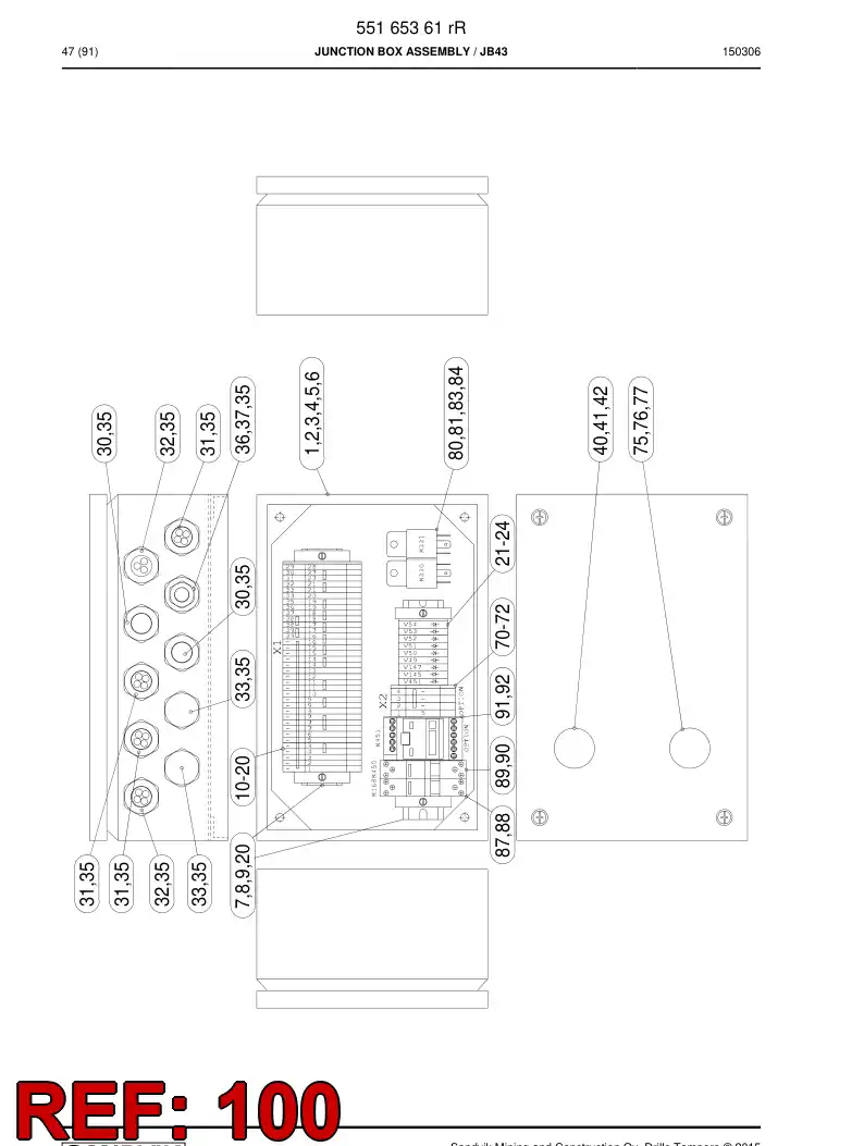55165255r 551 652 55r Electrical Assembly - Sandvik Technical Drawing