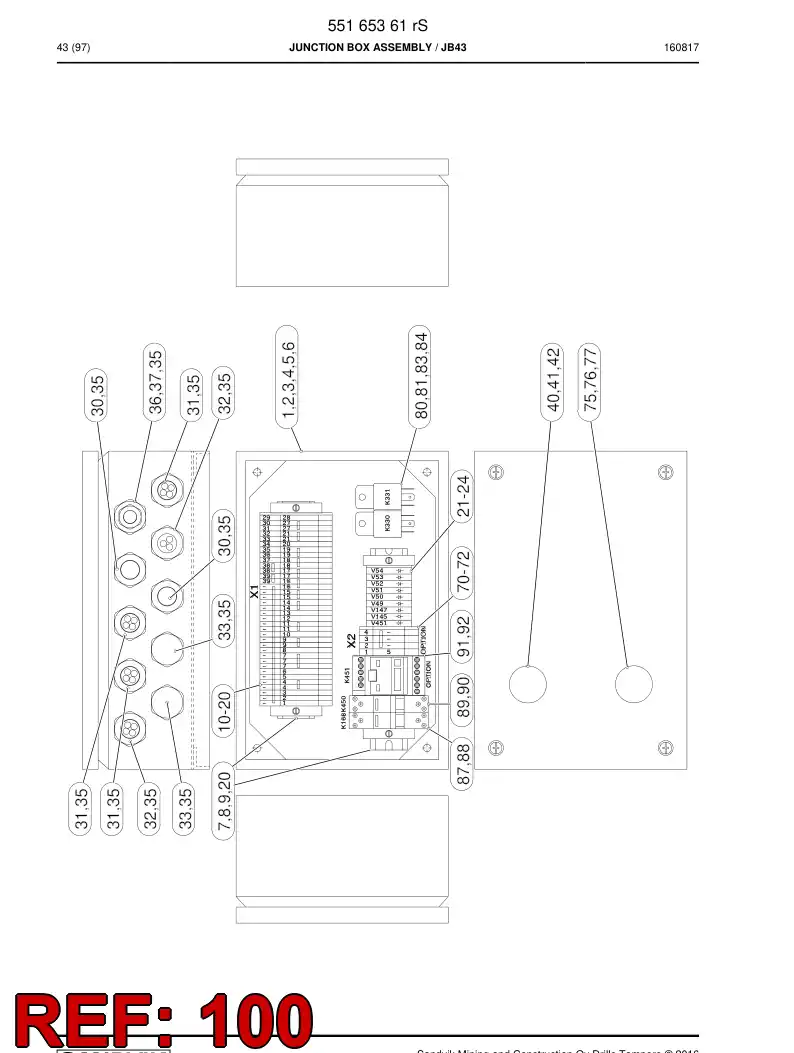 55165255s 551 652 55s Electrical Assembly - Sandvik Technical Drawing