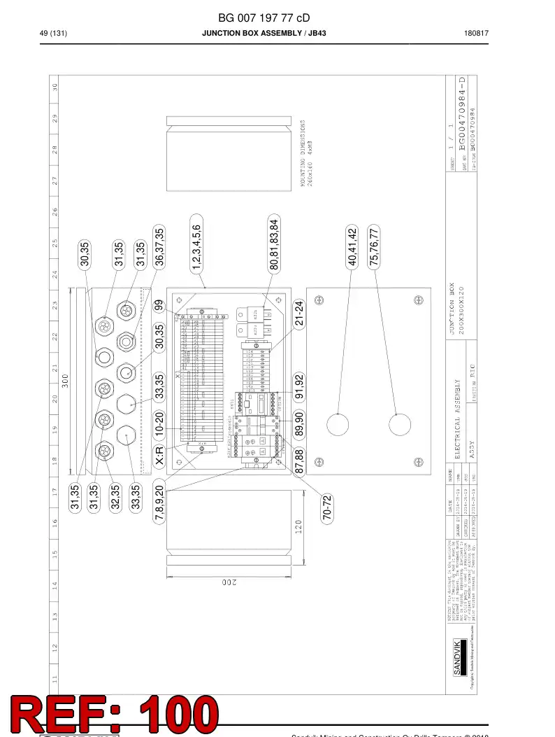 55165255t 551 652 55t Electrical Assembly - Sandvik Technical Drawing