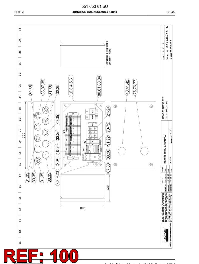 55165255u 551 652 55u Electrical Assembly - Sandvik Technical Drawing
