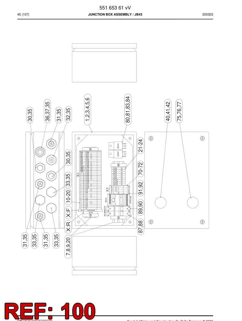 55165255v 551 652 55v Electrical Assembly - Sandvik Technical Drawing