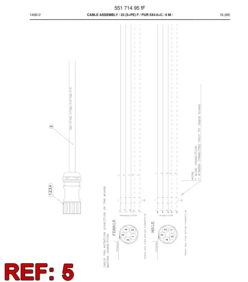 55165266 551 652 66 Cable - Sandvik Technical Drawing