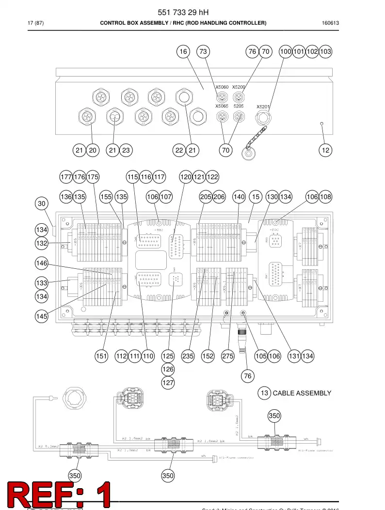 55165266a 551 652 66a Cable - Sandvik Technical Drawing