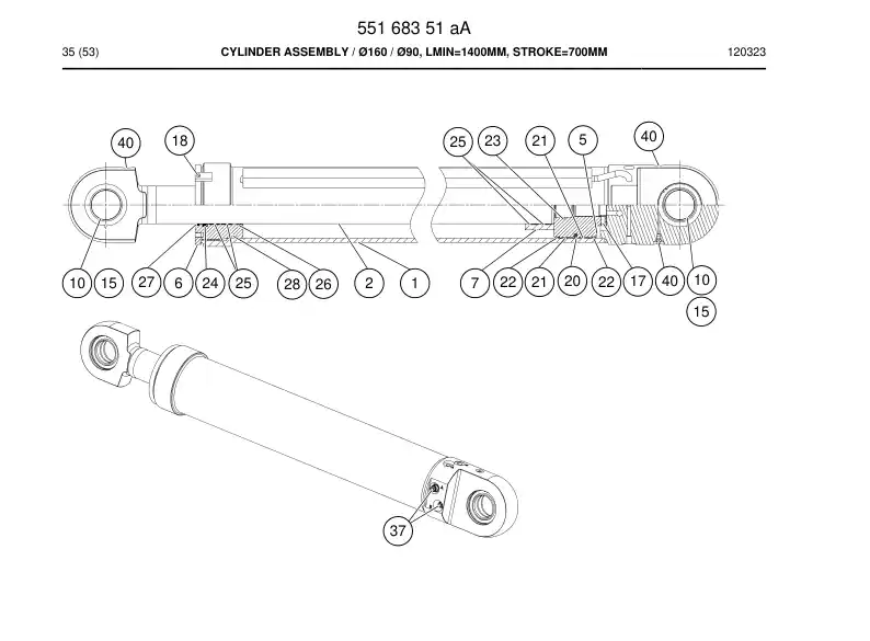 55165318 551 653 18 Seal Kit - Sandvik Technical Drawing