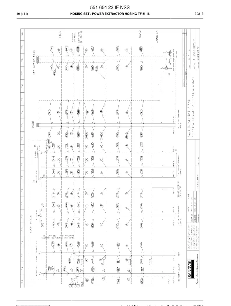 55165423f 551 654 23f Hosing Set - Sandvik Technical Drawing
