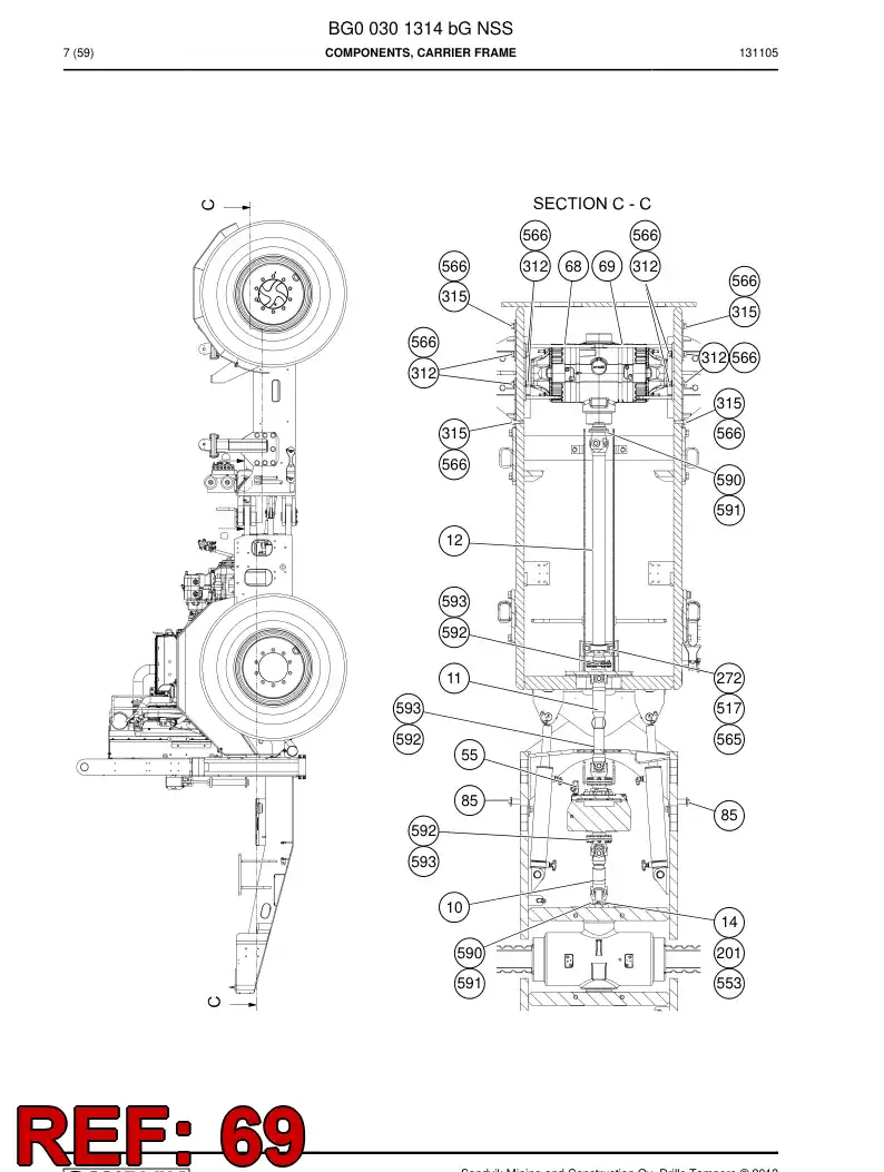 55165545 551 655 45 Guide, Hose - Sandvik Technical Drawing
