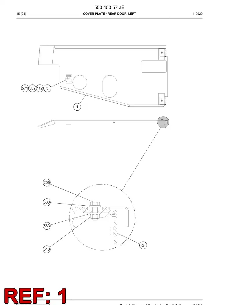 55165576 551 655 76 Cover plate - Sandvik Technical Drawing