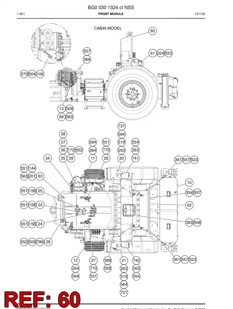 55165580a 551 655 80a Support, Boom - Sandvik Technical Drawing