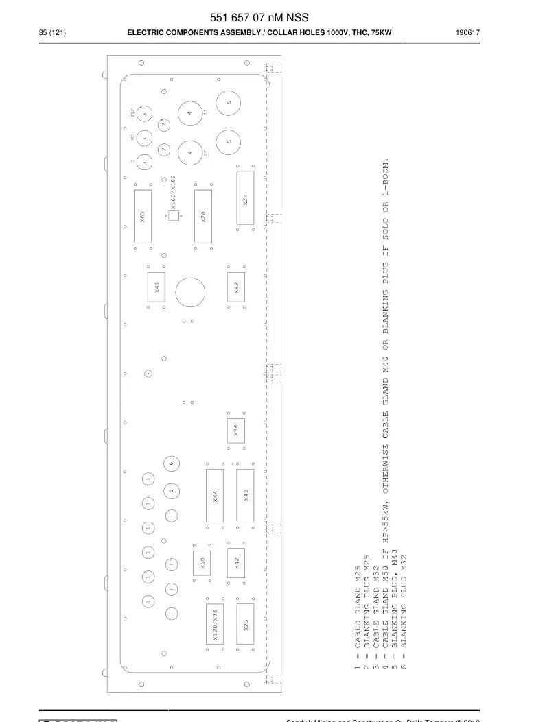 55165707n 551 657 07n Electric Components Assembly - Sandvik Technical Drawing