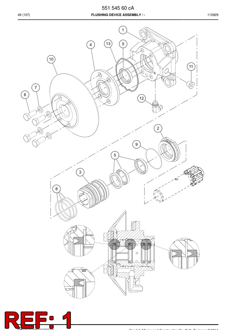 55165764 551 657 64 FLUSHING HEAD - Sandvik Technical Drawing