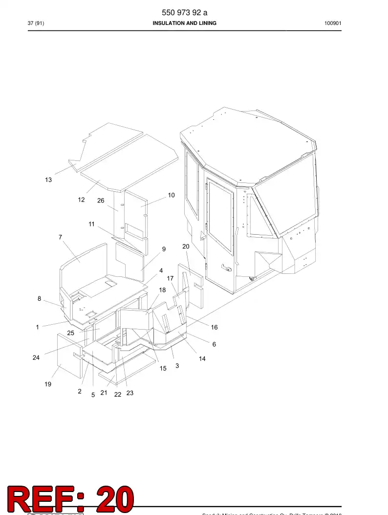 55165816 551 658 16 Lining plate - Sandvik Technical Drawing