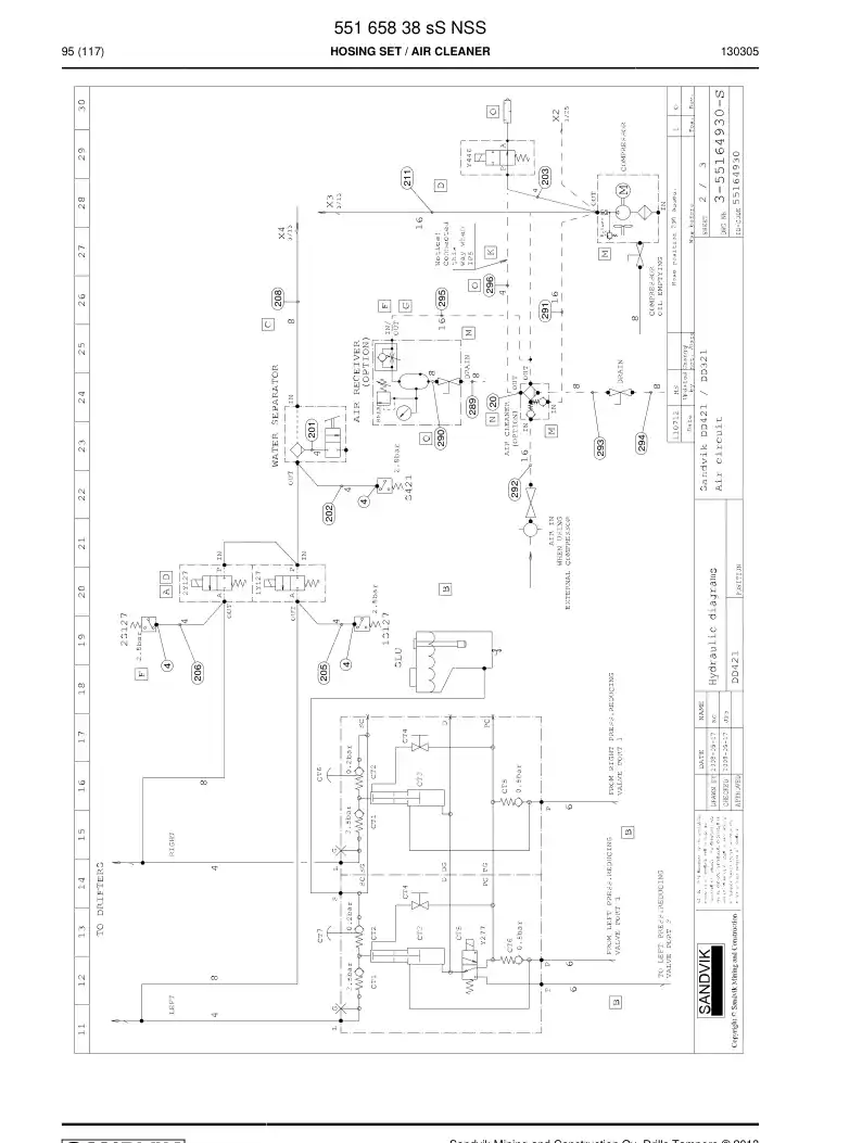 55165838s 551 658 38s Hosing Set - Sandvik Technical Drawing