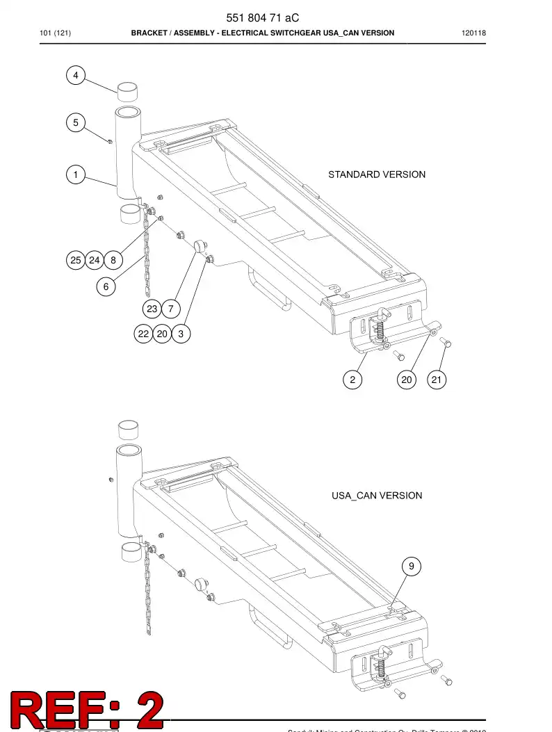 55166087 551 660 87 Plate, Mounting - Sandvik Technical Drawing
