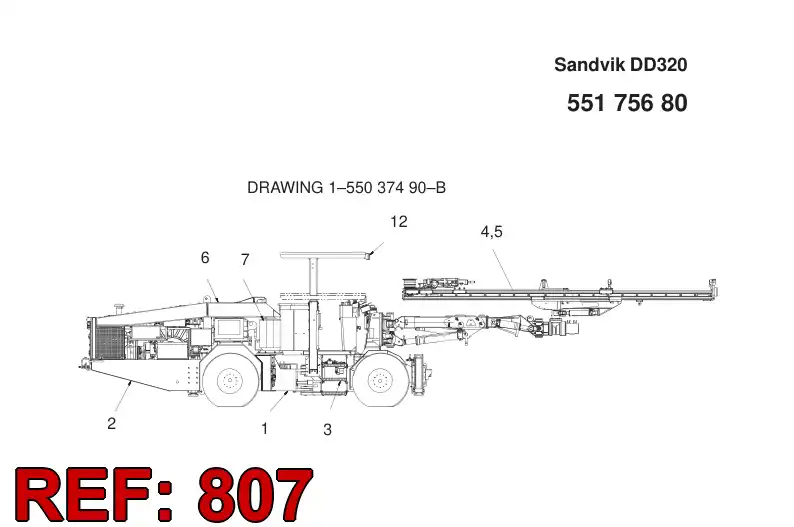 55166240 551 662 40 HOSING, Centralized lubrication carrier - Sandvik Technical Drawing