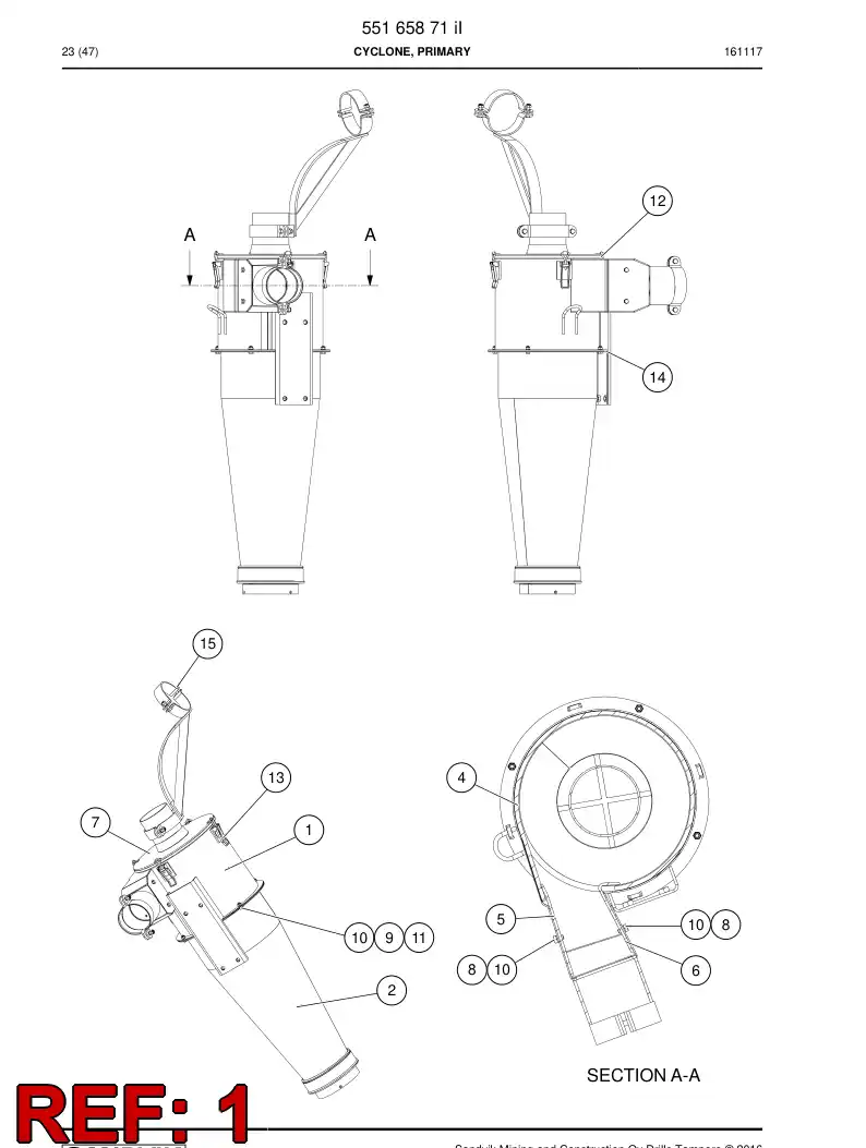 55166331b 551 663 31b Top Assembly - Sandvik Technical Drawing