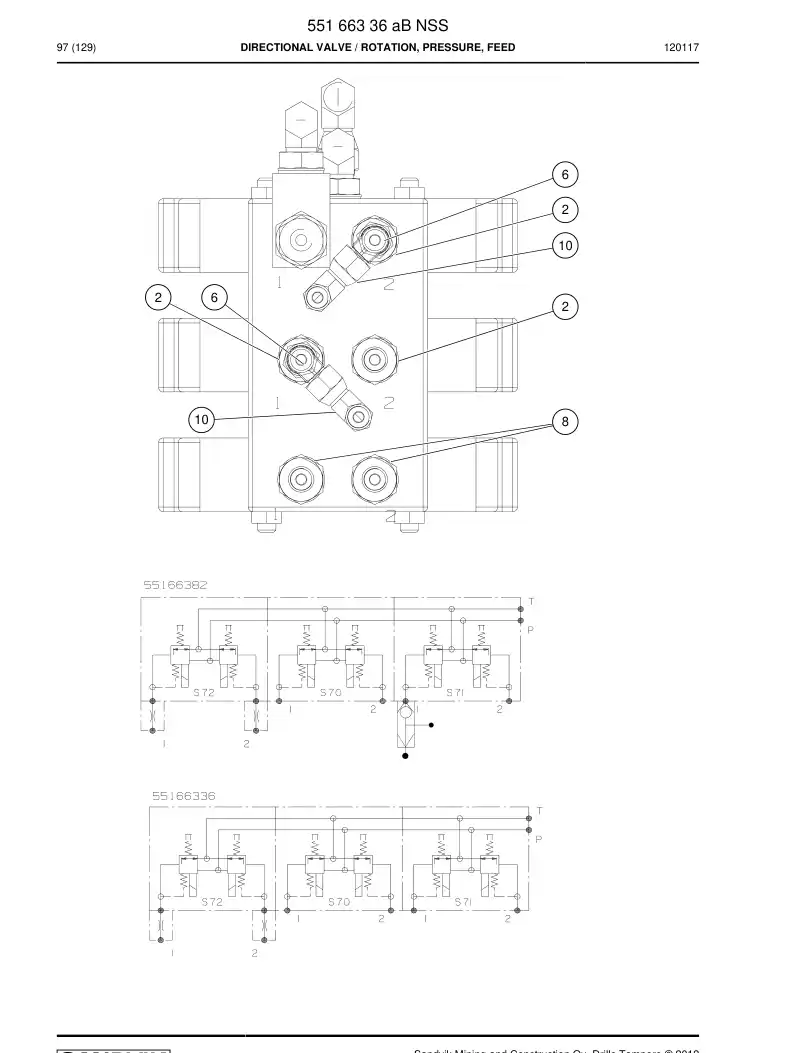 55166336b 551 663 36b Valve, Directional - Sandvik Technical Drawing