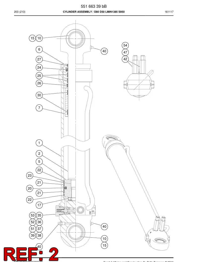 55166340 551 663 40 PISTON rod assembly - Sandvik Technical Drawing
