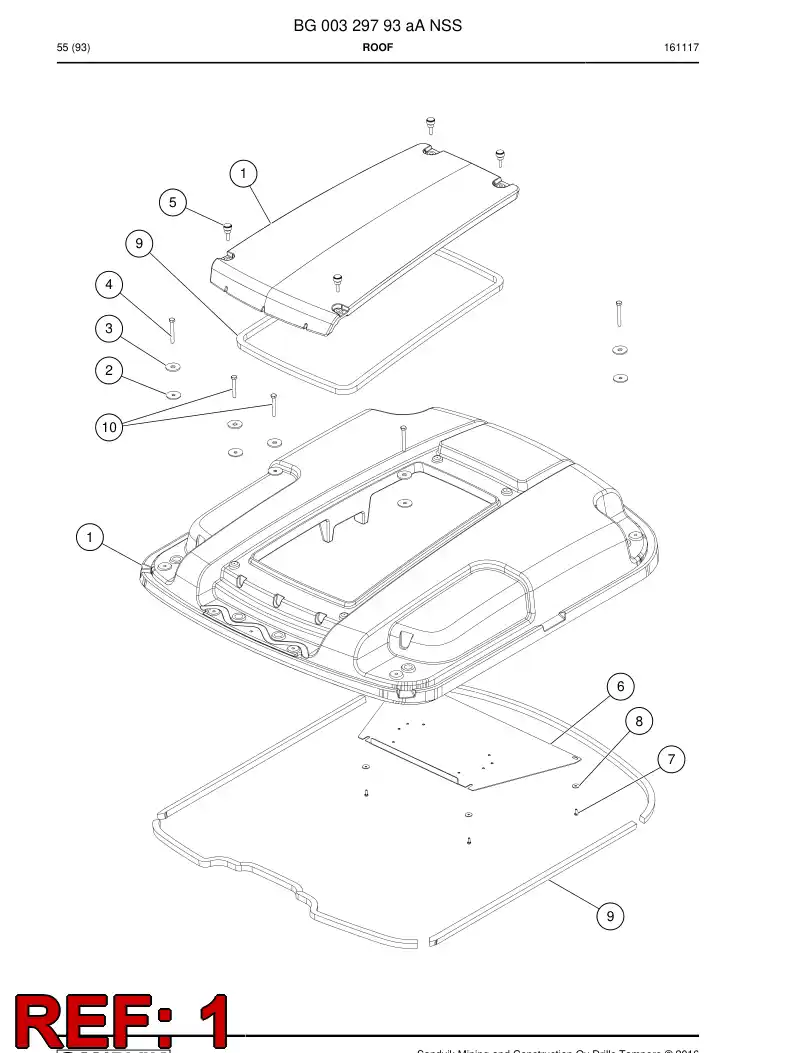 55166373 551 663 73 Roof - Sandvik Technical Drawing