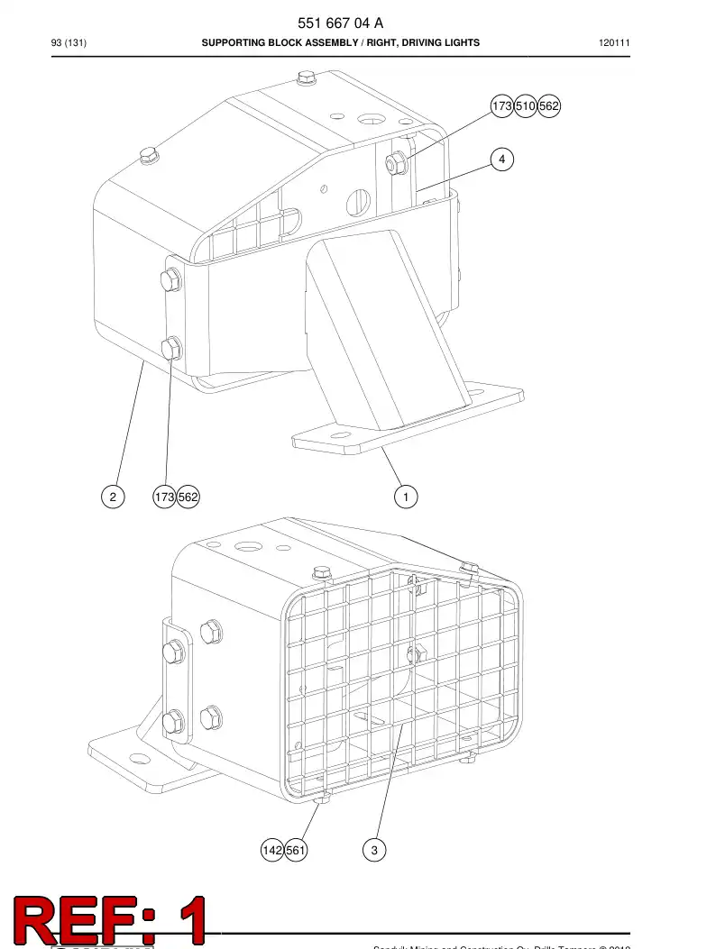 55166705 551 667 05 Supporting block - Sandvik Technical Drawing