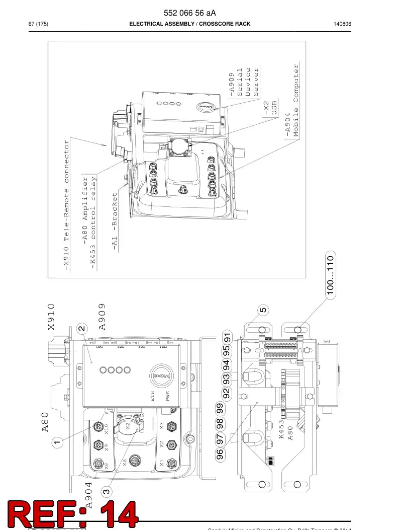 55167050 551 670 50 Cable, Pre-Wired Plug - Sandvik Technical Drawing