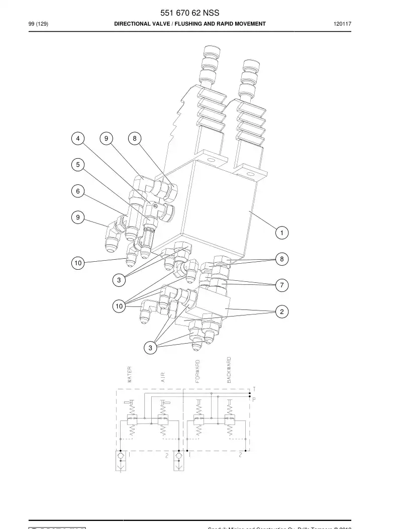 55167062 551 670 62 DIRECTIONAL VALVE - Sandvik Technical Drawing