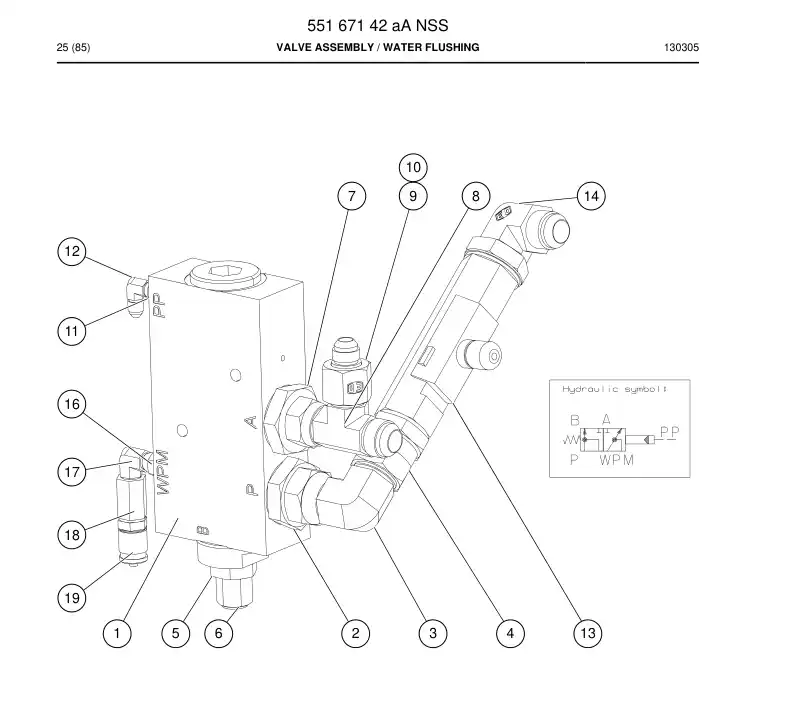 55167142a 551 671 42a Valve Assembly - Sandvik Technical Drawing