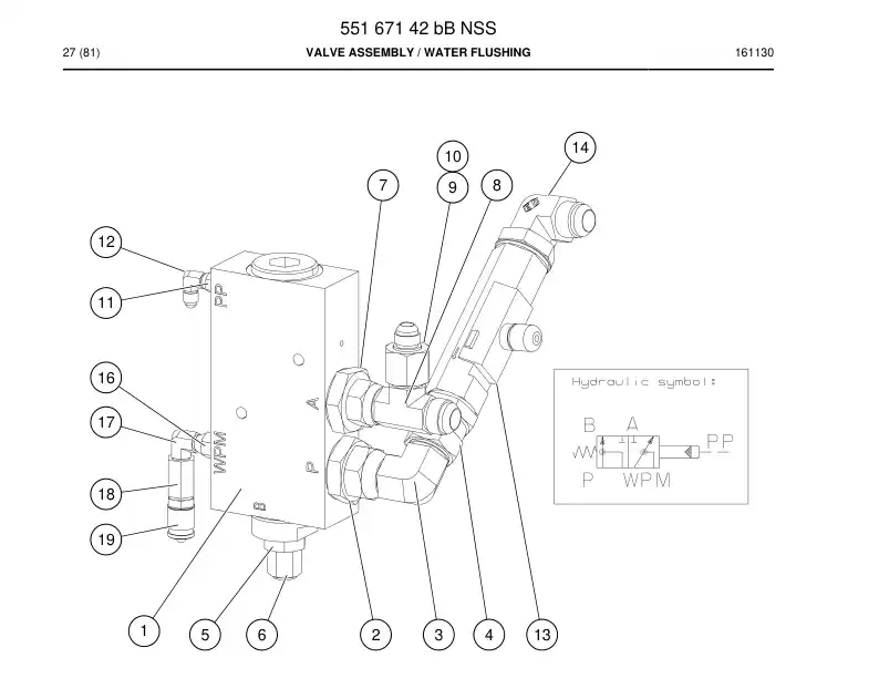 55167142b 551 671 42b Valve Assembly - Sandvik Technical Drawing