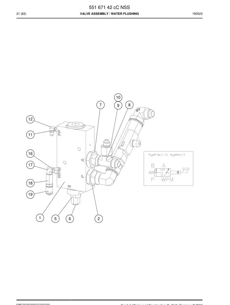 55167142c 551 671 42c Valve Assembly - Sandvik Technical Drawing