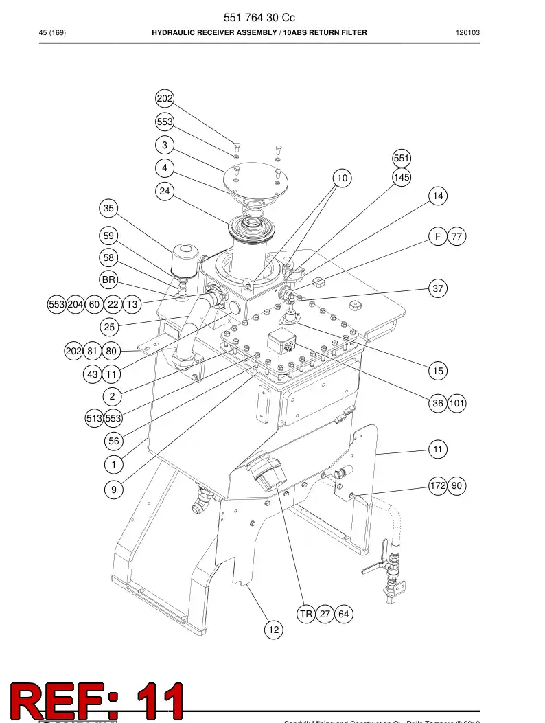 55167150 551 671 50 Fire wall - Sandvik Technical Drawing