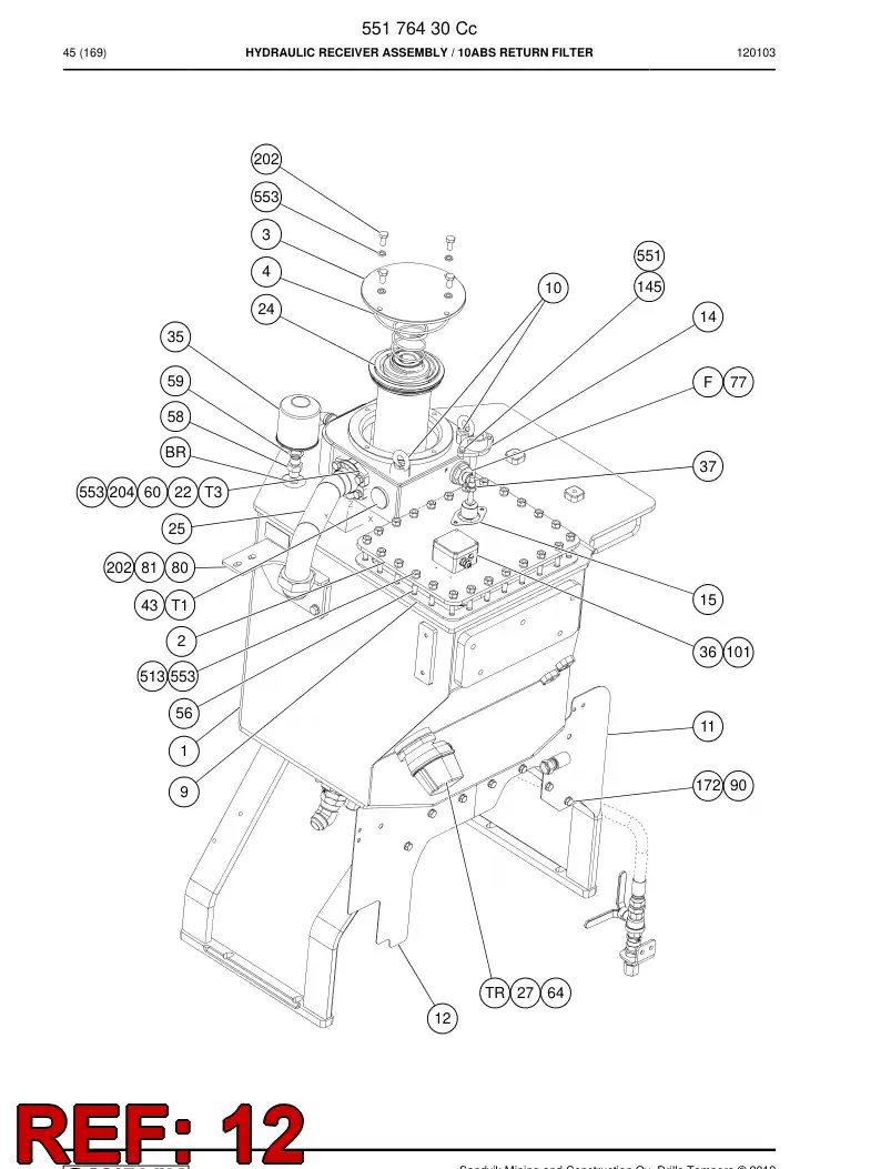 55167154 551 671 54 Fire wall - Sandvik Technical Drawing
