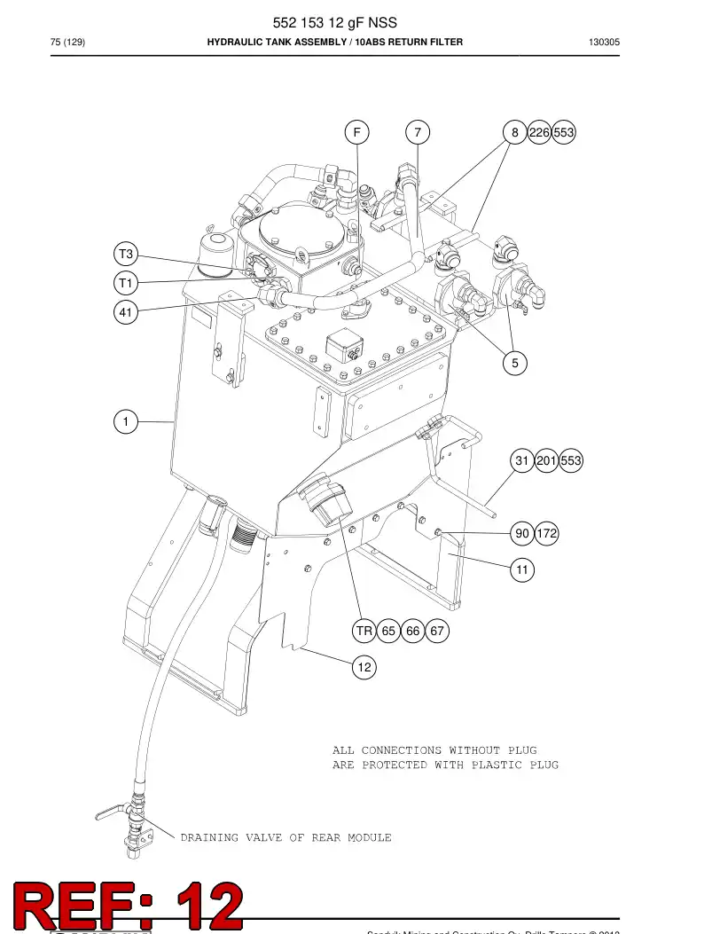 55167154c 551 671 54c Firewall - Sandvik Technical Drawing