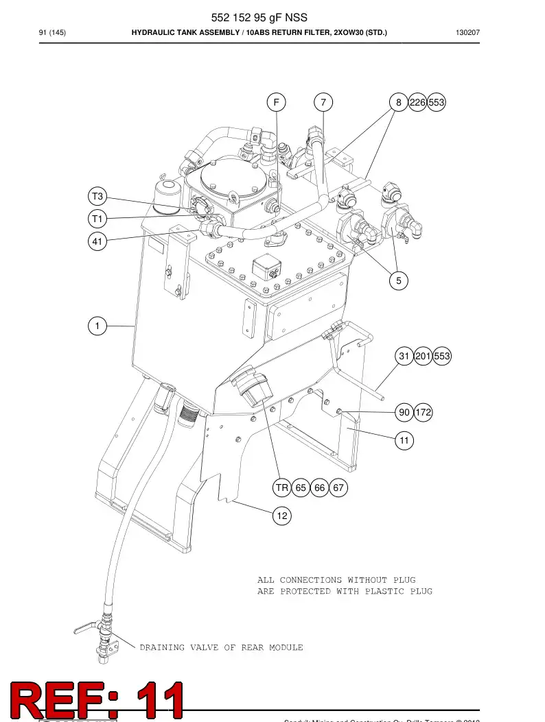 55167155a 551 671 55a Firewall - Sandvik Technical Drawing