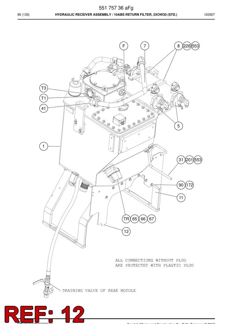 55167156 551 671 56 Fire wall - Sandvik Technical Drawing