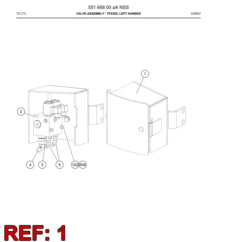 55167163 551 671 63 Valve bracket - Sandvik Technical Drawing