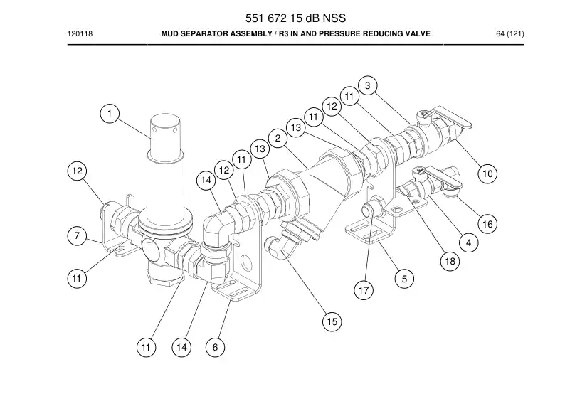 55167215d 551 672 15d Mud separator assembly - Sandvik Technical Drawing