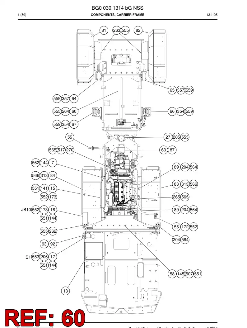 55167264 551 672 64 Plate, Cover - Sandvik Technical Drawing