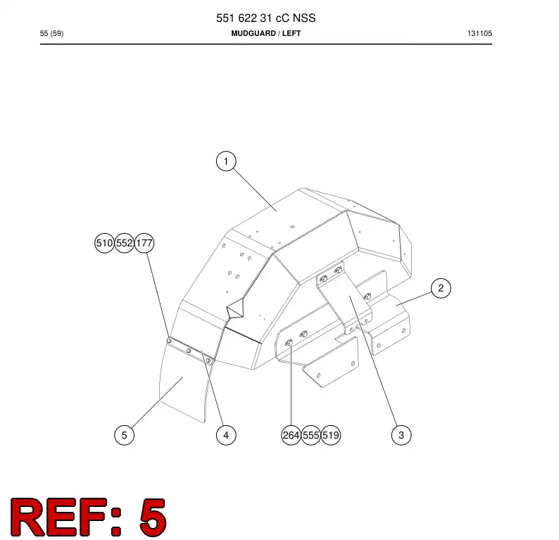 55167265a 551 672 65a PLATE DE RUBBER - Sandvik Technical Drawing