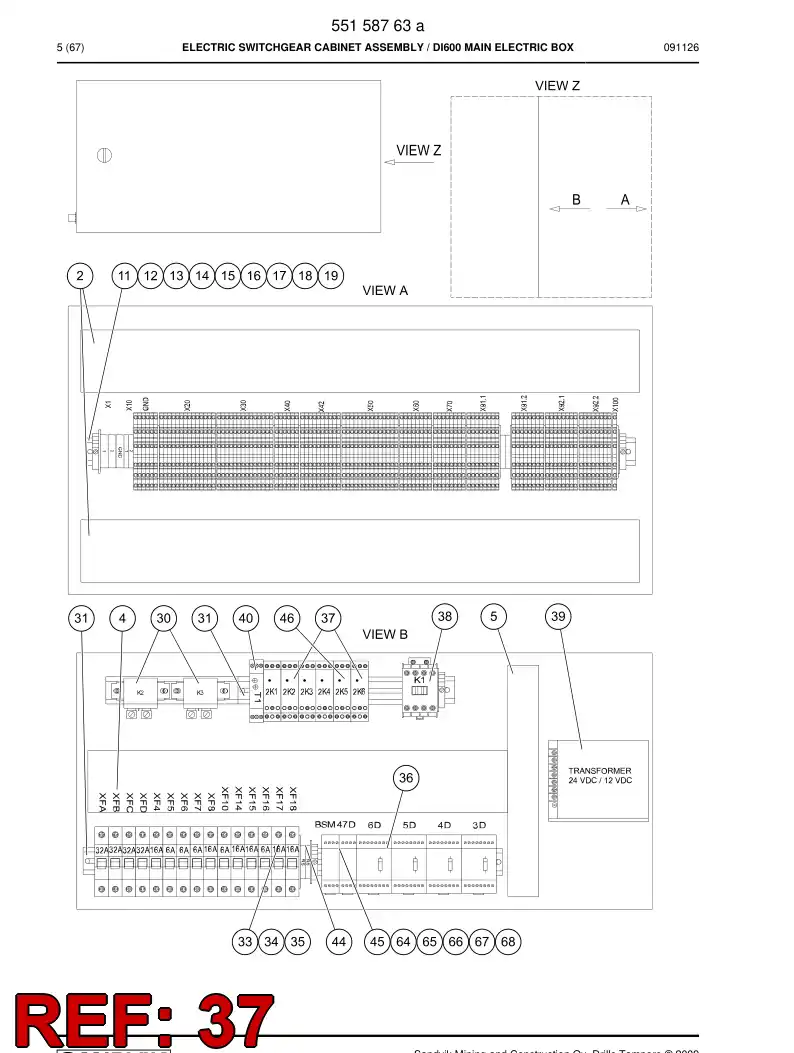 55167339 551 673 39 Time relay - Sandvik Technical Drawing