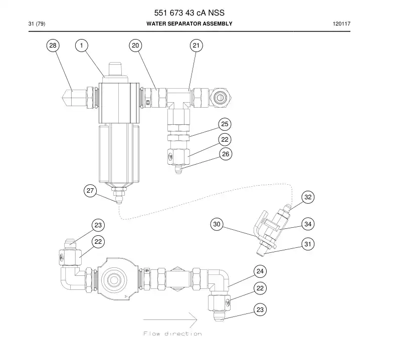 55167343c 551 673 43c WATER SEPARATOR ASSEMBLY - Sandvik Technical Drawing