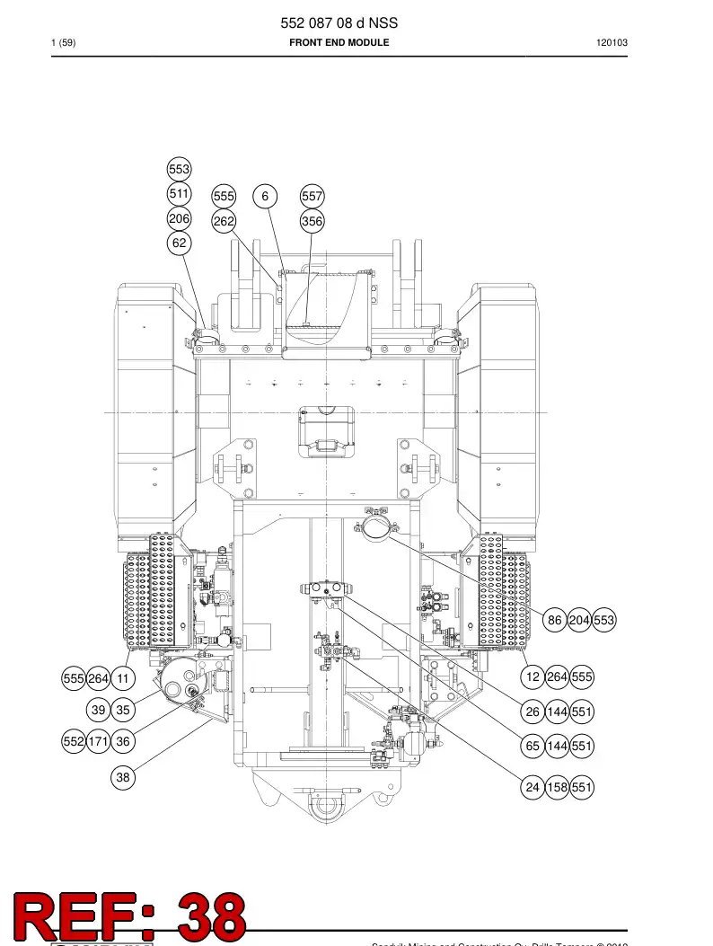 55167344 551 673 44 Cover plate - Sandvik Technical Drawing