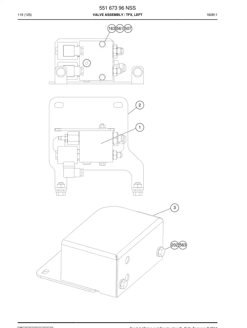 55167396 551 673 96 Valve Assembly - Sandvik Technical Drawing