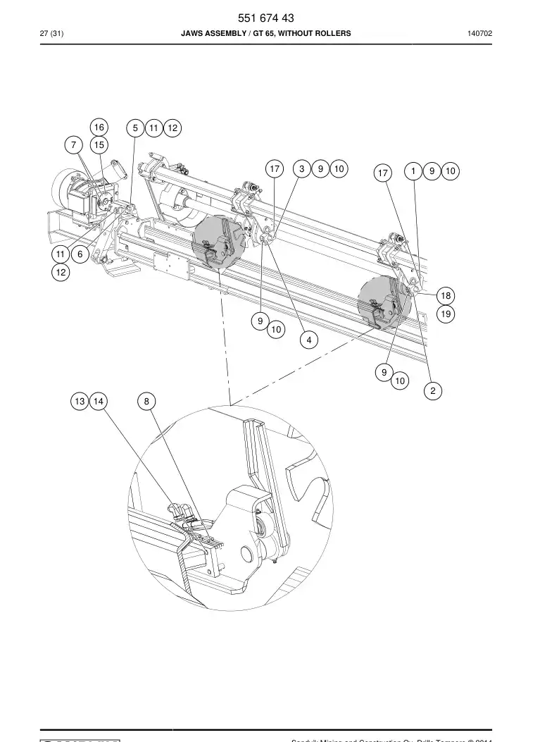 55167443 551 674 43 Jaws Assembly - Sandvik Technical Drawing