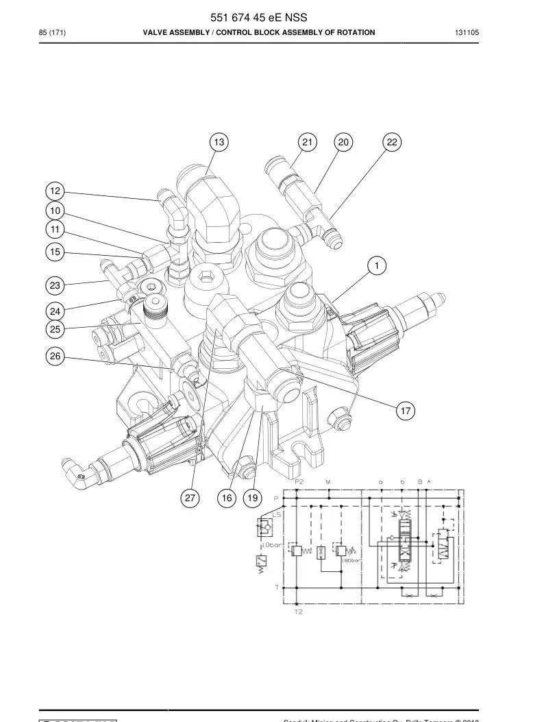 55167445e 551 674 45e Valve Assembly - Sandvik Technical Drawing