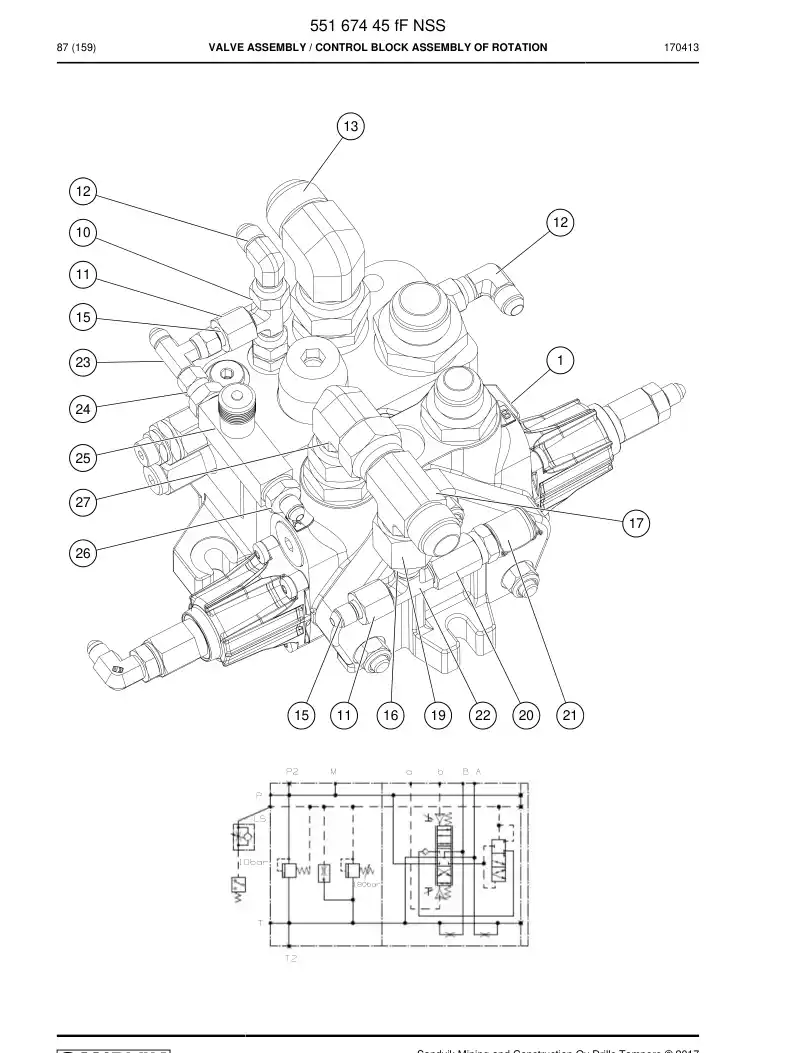 55167445f 551 674 45f Valve Assembly - Sandvik Technical Drawing
