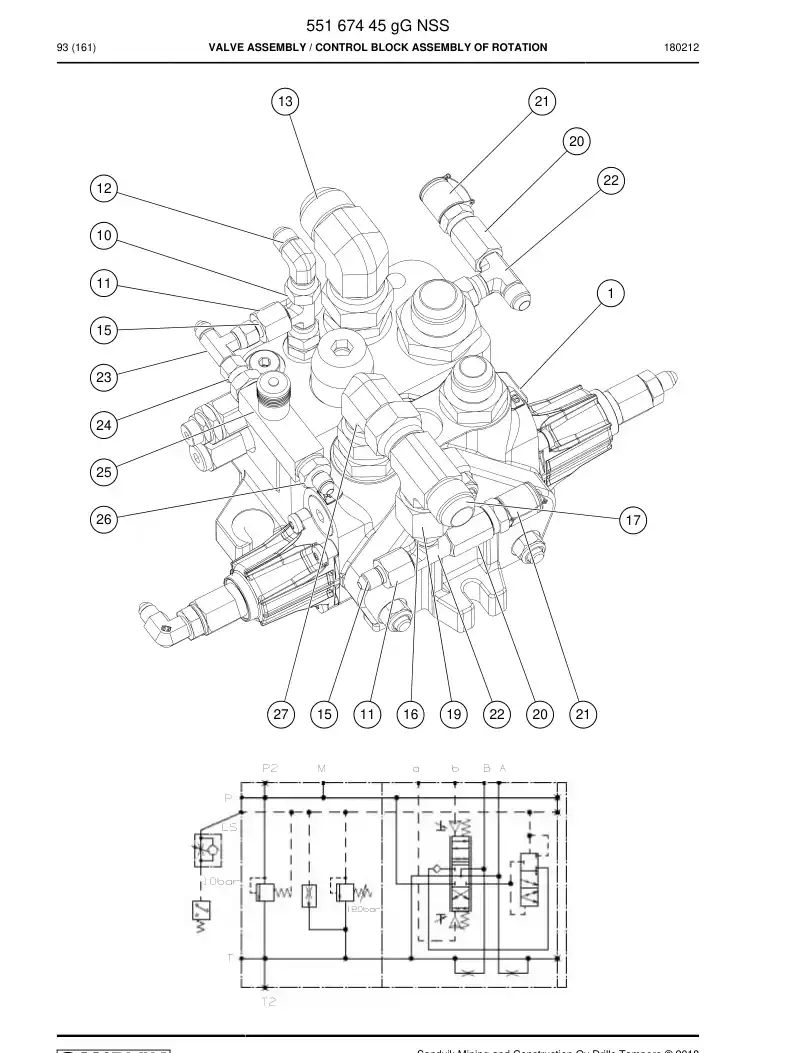 55167445g 551 674 45g Valve Assembly - Sandvik Technical Drawing