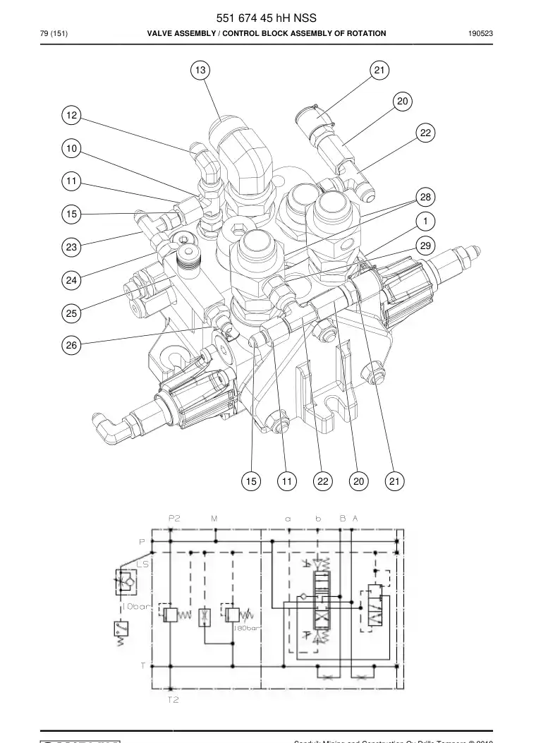 55167445h 551 674 45h Valve Assembly - Sandvik Technical Drawing